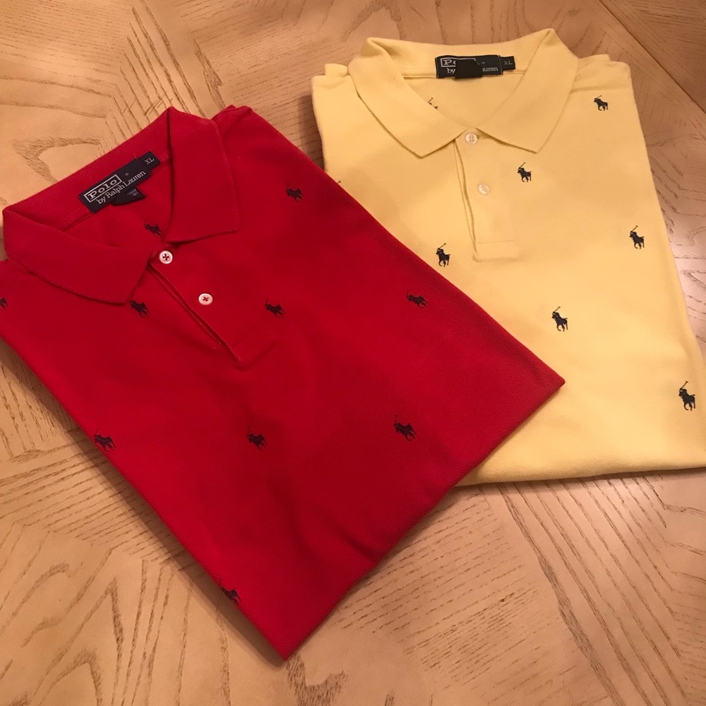 Polo by Ralph Lauren VINTAGE Bundle of 2 Short Sleeve Shirts  Yellow and Red